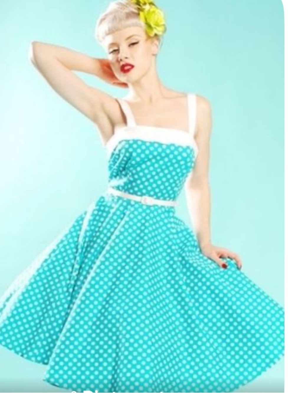 Pinup Couture Netti Dress Blue and White Polka Dot Swing Dress With Cream Trim